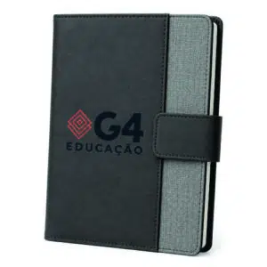 Caderno A5 Couro Sintético e Tecido Personalizado