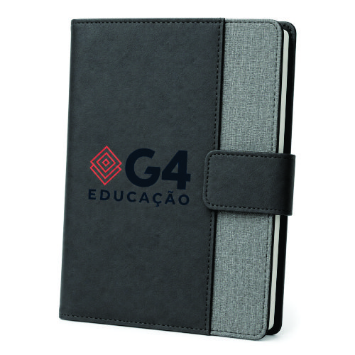 Caderno A5 Couro Sintético e Tecido Personalizado