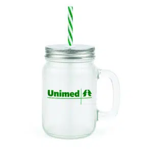 Caneca de vidro com tampa