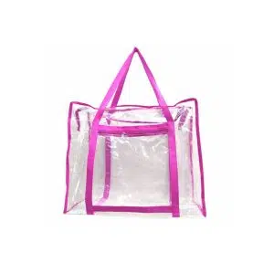 Ecobag em PVC Cristal Grande Alças Rosas