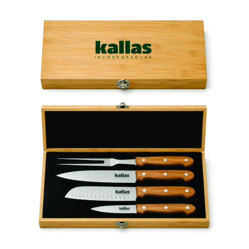 Kit Churrasco com Caixa Bambu Personalizado