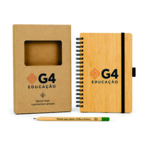 Kit Ecológico Agenda Bambu e Lapis Semente