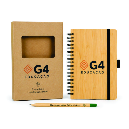 Kit Ecológico Agenda Bambu e Lapis Semente