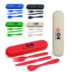Kit Talheres Fibra de Bambu Personalizado