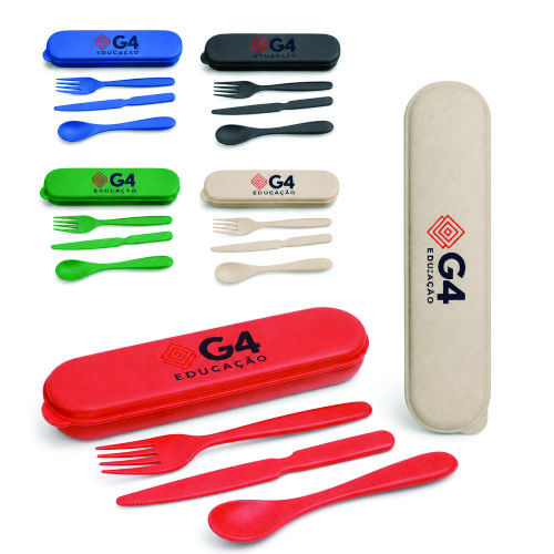 Kit Talheres Fibra de Bambu Personalizado