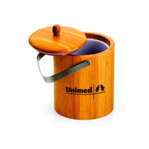 Balde para Gelo em Bambu com Alça Inox
