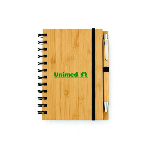 Caderneta Com Caneta Em Bambu Personalizada Para Brinde