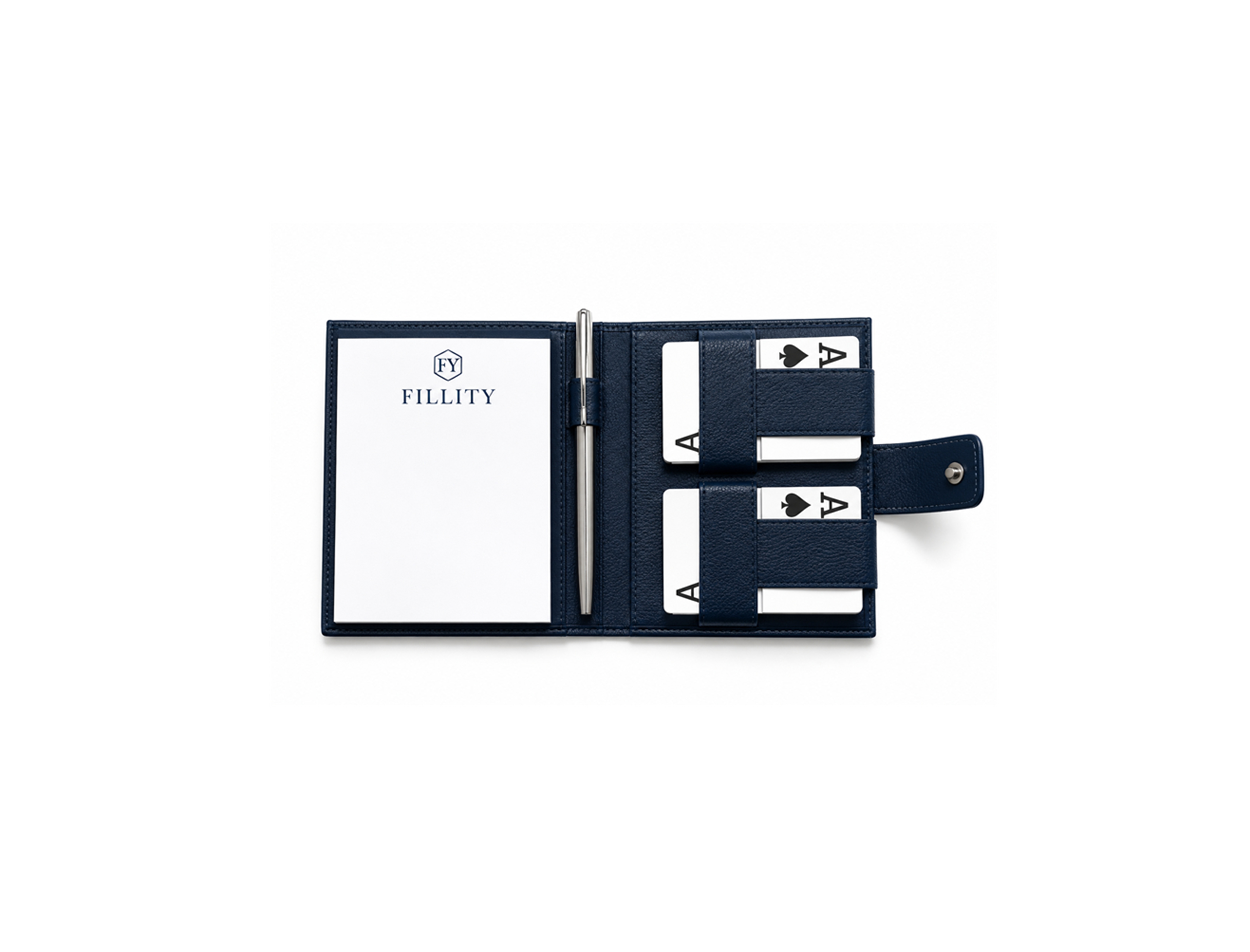 Porta-Baralho Couro Azul Marinho Personalizado